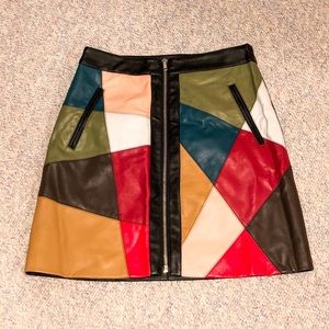 Multicolored leather skirt
